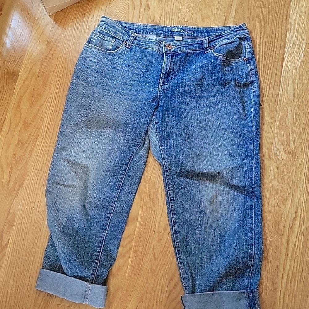 Style & Co relaxed fit, ex-boyfriend curvy ankle jeans, 12P 14p
